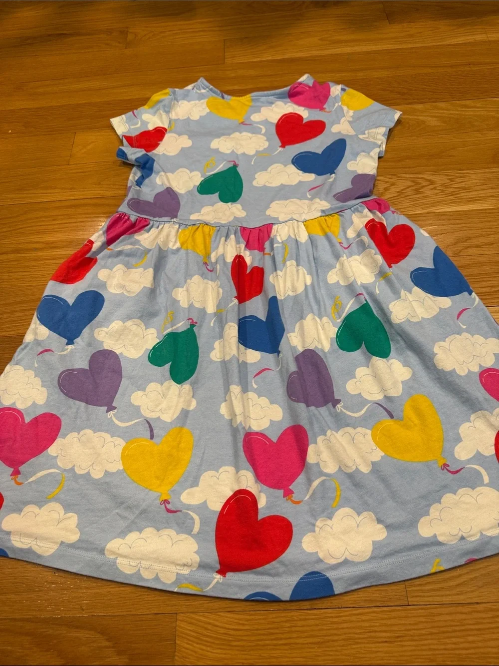 Mini Boden colorful heart balloon short sleeve dress size 11-12Y